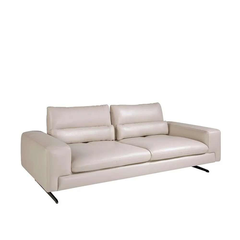 3 seater sofa upholstered in leather taupe grey