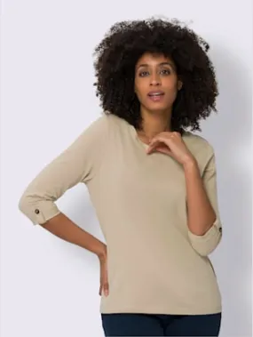 3/4 Sleeve T-shirt with Strap and Button