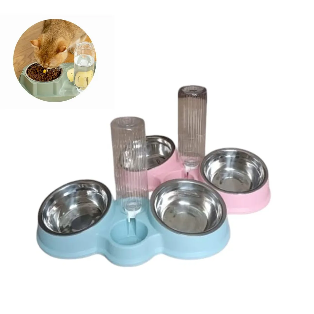 3- en-1 pour Chats et Chiens , Nourriture et Distributeur Automatique d'Eau à Portée de Patte 