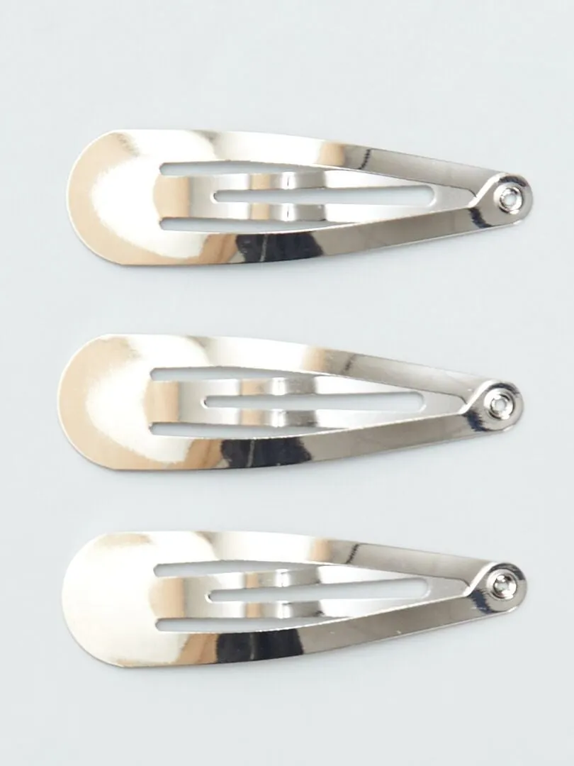 6 Pack Hair Clips - Gray/Gold