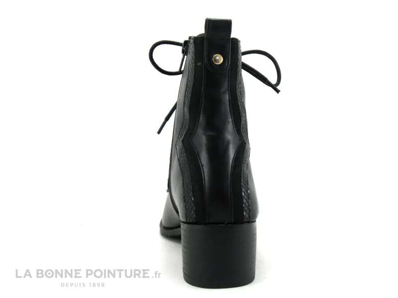 Achat chaussures The Divine Factory Femme Boots, vente The Divine Factory  QL4735 Noir - Arriere python - Bottine a lacet F