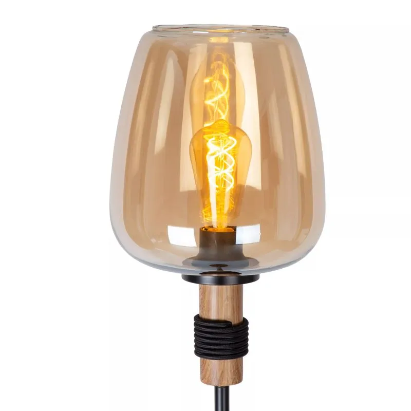 Amberkleurige vloerlamp retro, Ilona, met schakelaar