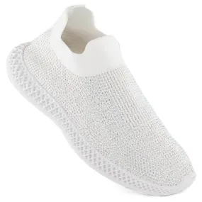 Barski White Slip-On Women's Athletic Shoes with Zircons by D&A TW121