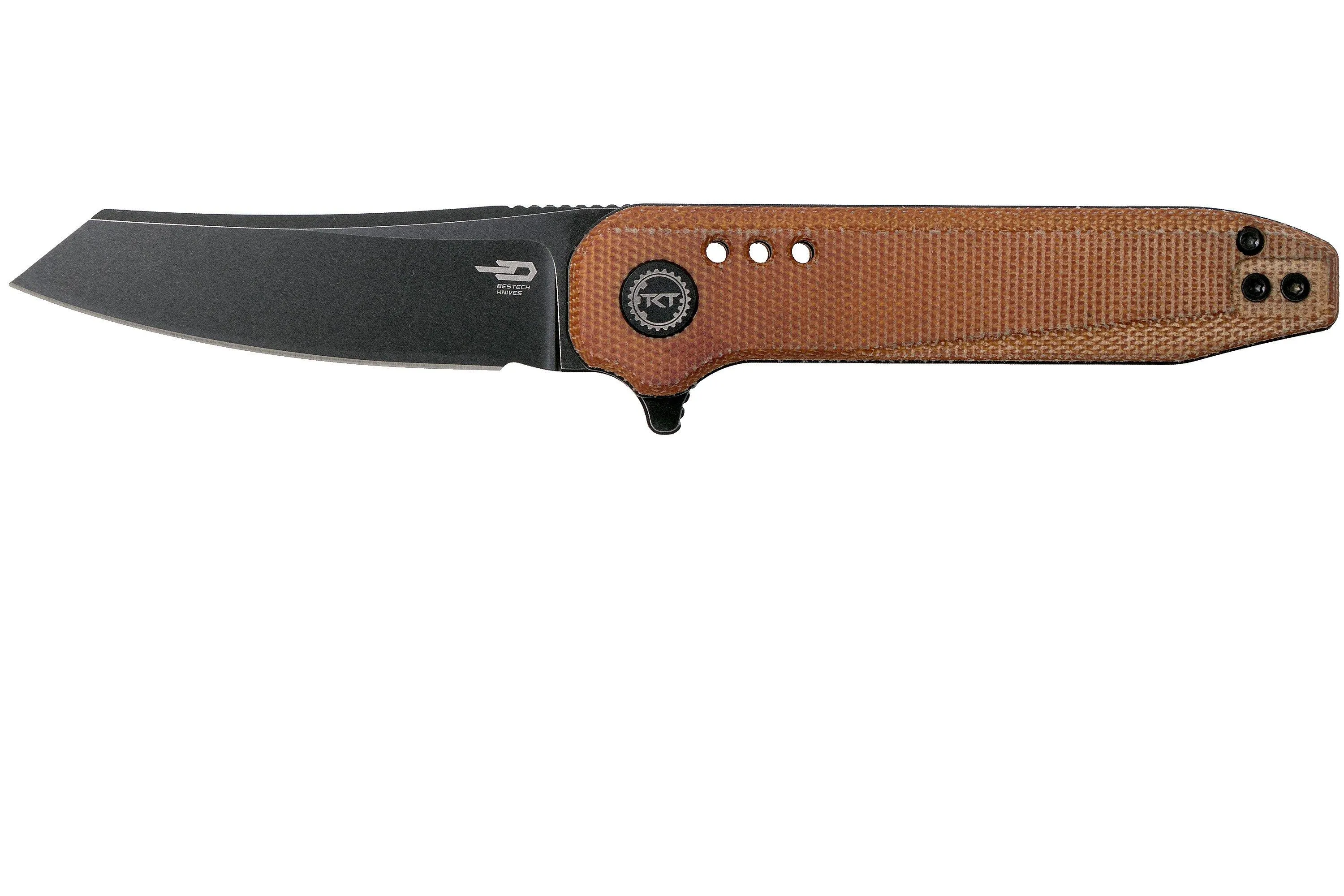 Bestech Syntax BG40F Natural Micarta, Black Stonewashed couteau de poche, Todd Knife & Tool design