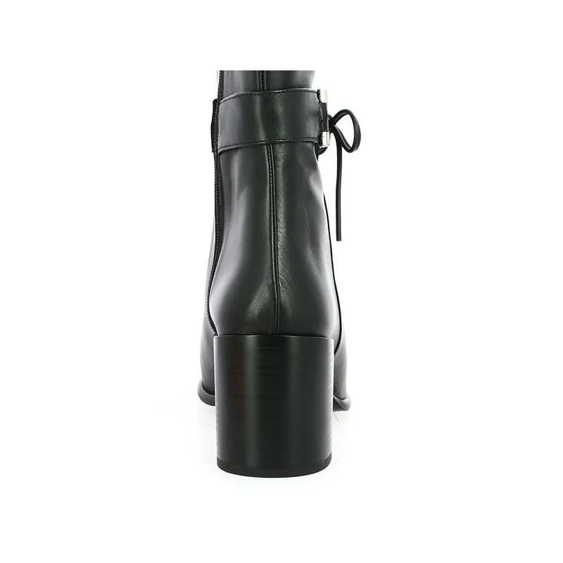 Botte chic cuir noir bout carré Anna