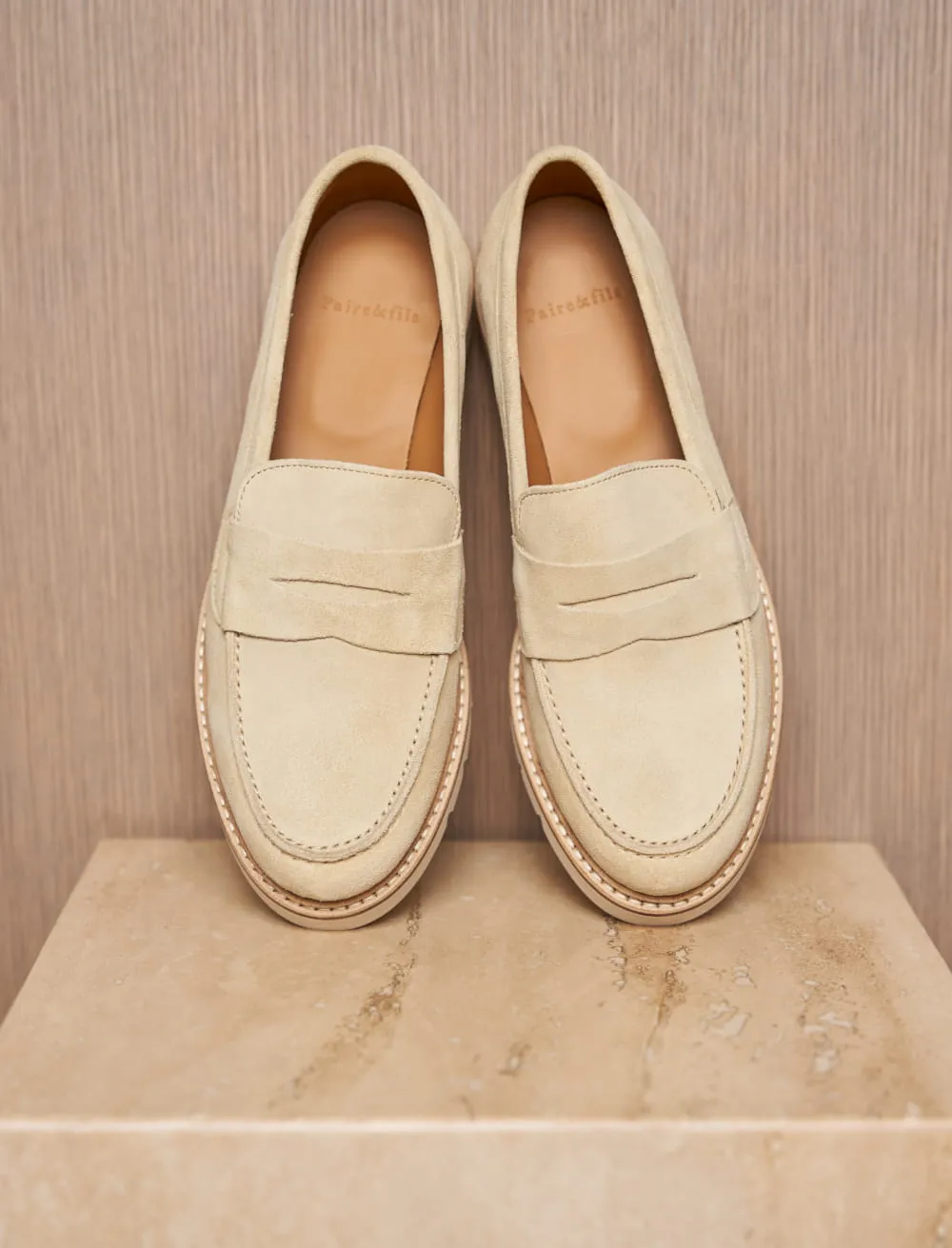 Compensated Wedge Moccasin for Women: The Impatient Woman Beige Suede