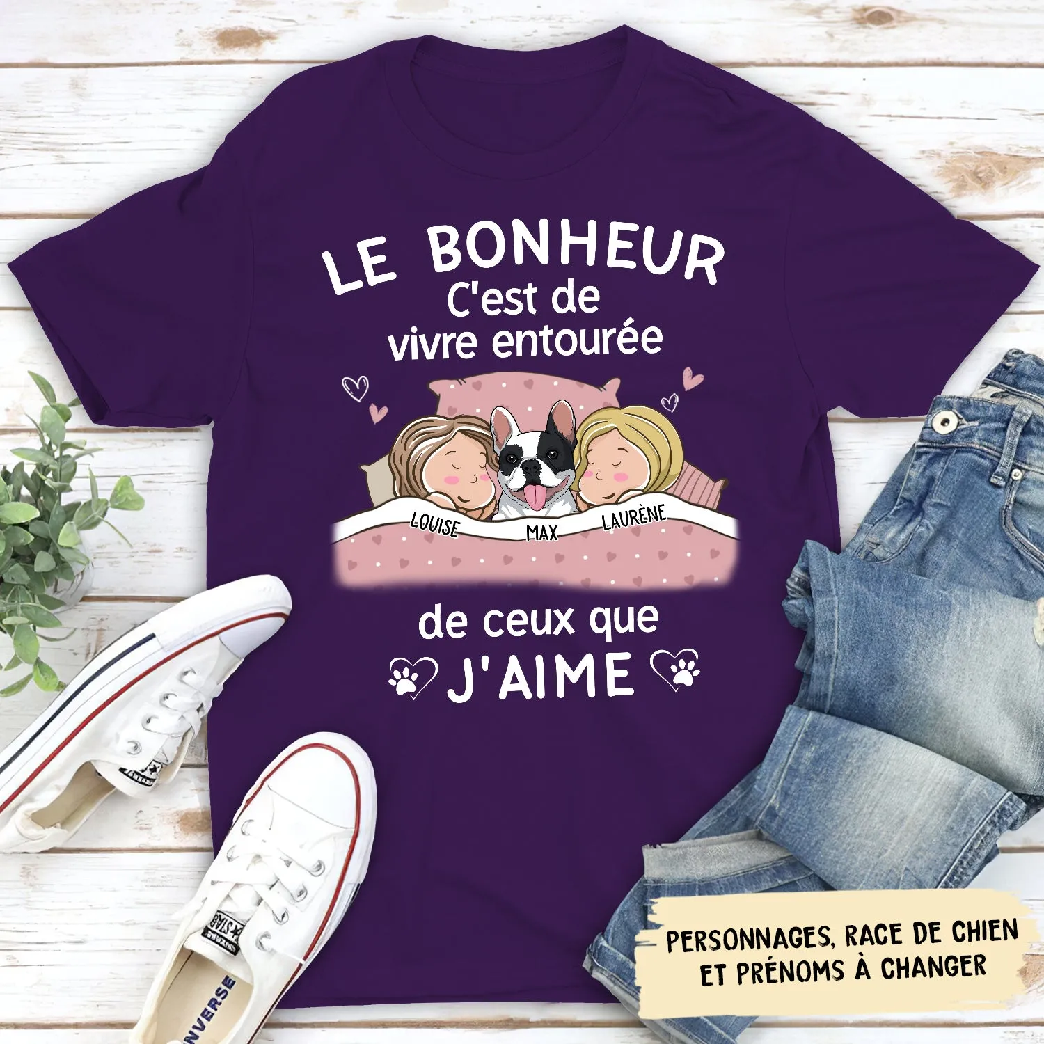 Custom Unisex T-shirt - Happiness is Living Surrounded by Loved Ones