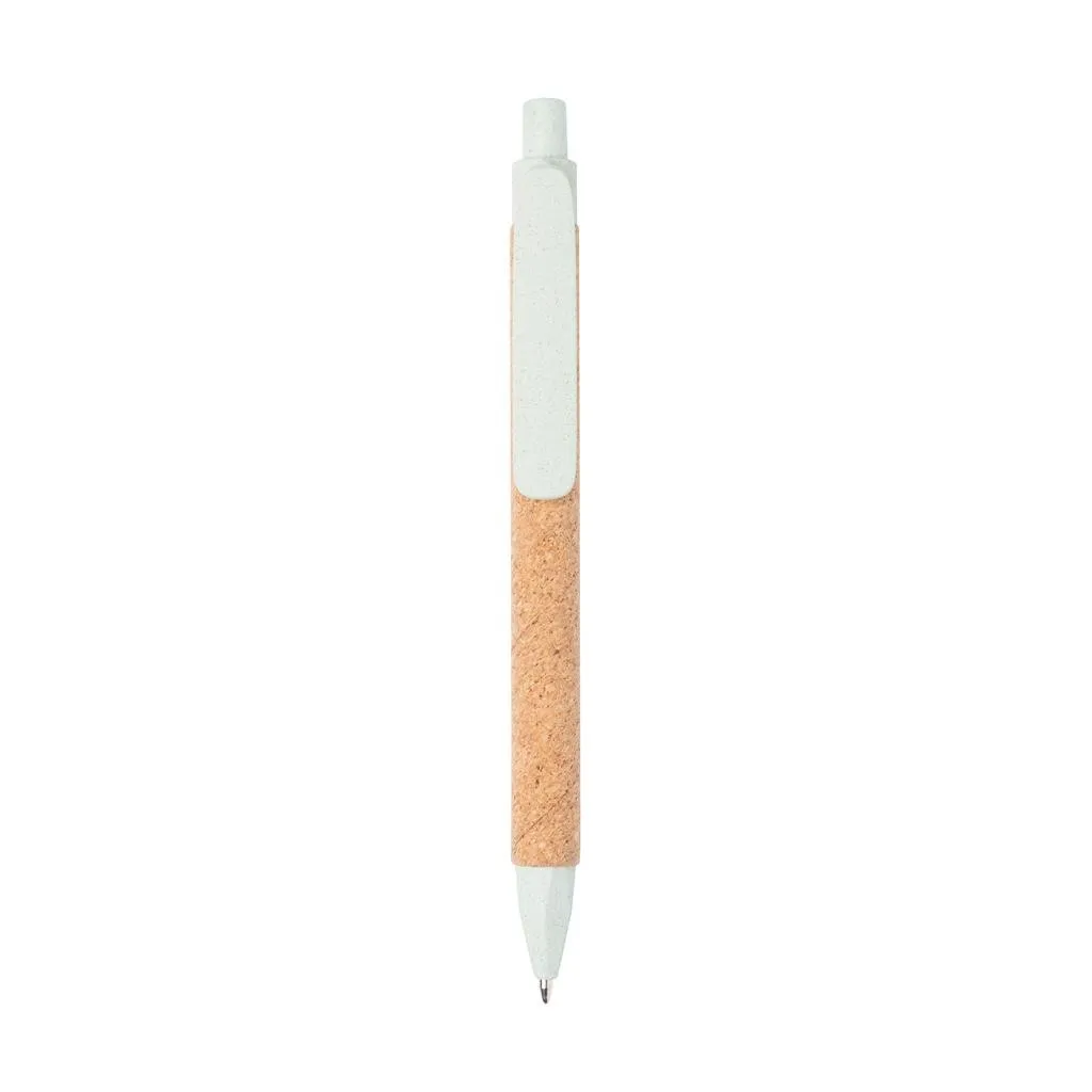 Customized Eco-Friendly Cork and Wheat Straw Ballpoint Pen - Green Marketing - Vertlapub