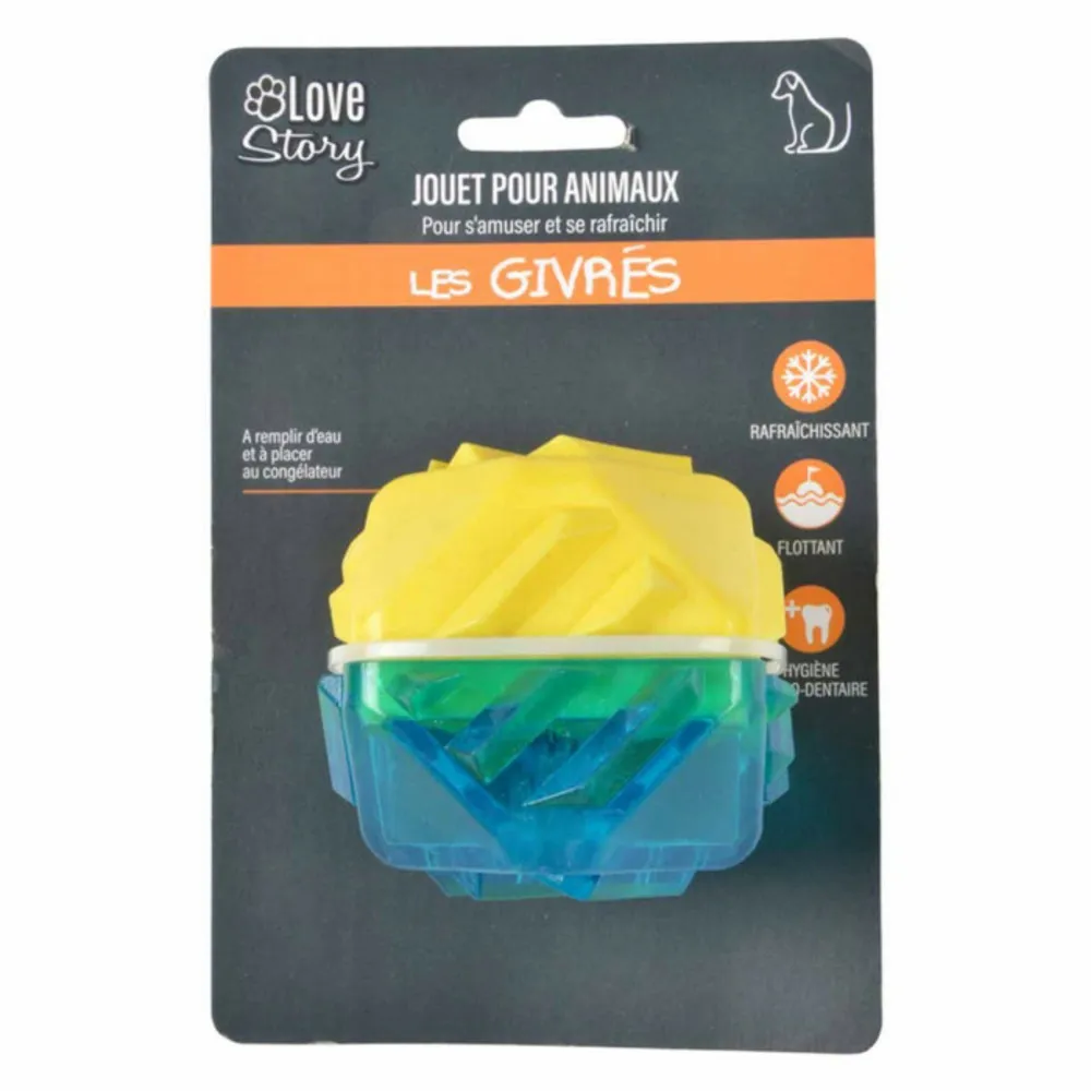 Jouet pour chien givré "diamant" 7cm bleu & jaune