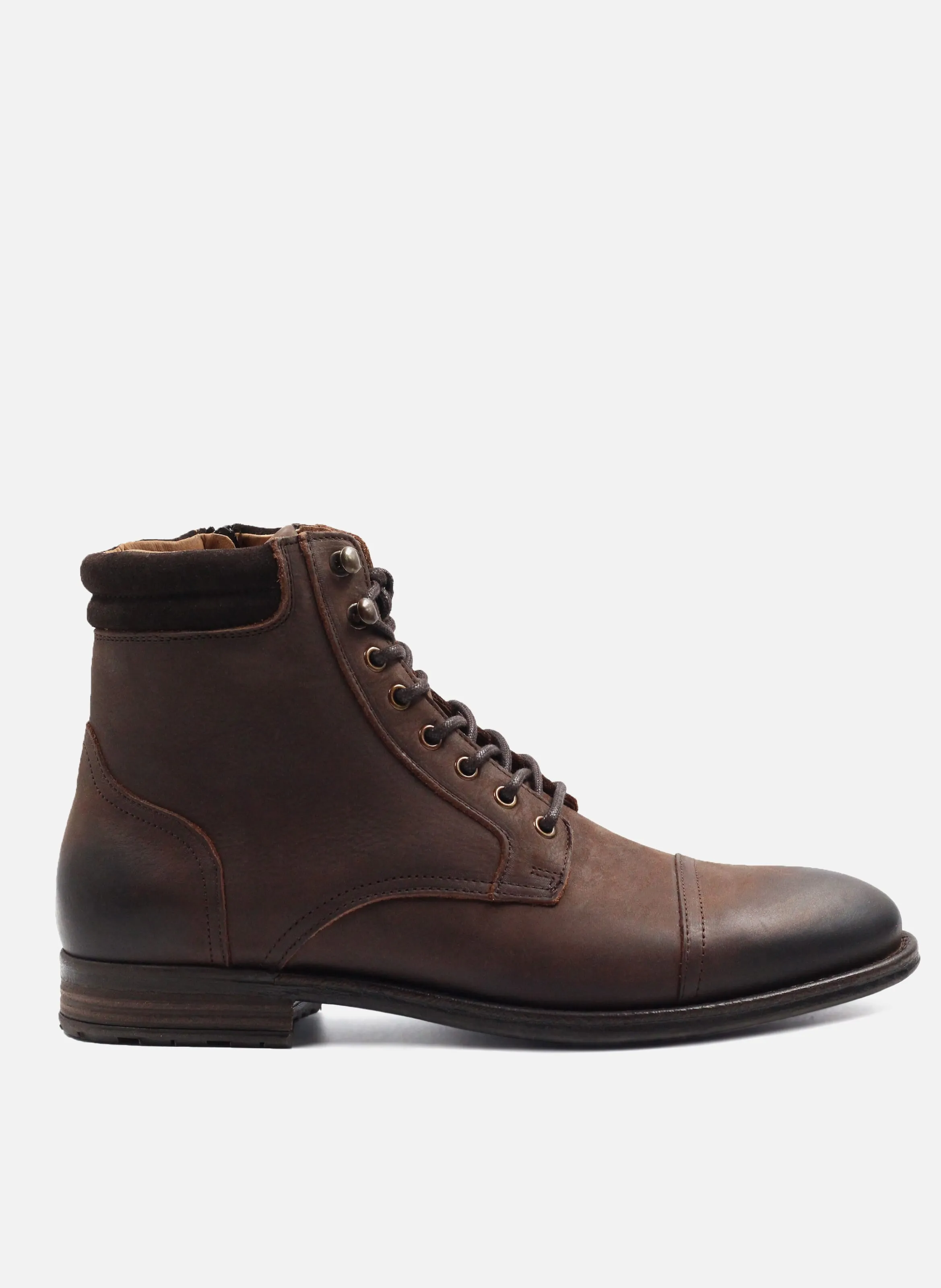 JULES & JENN  Ranger boots à col en cuir nubuck - Marron