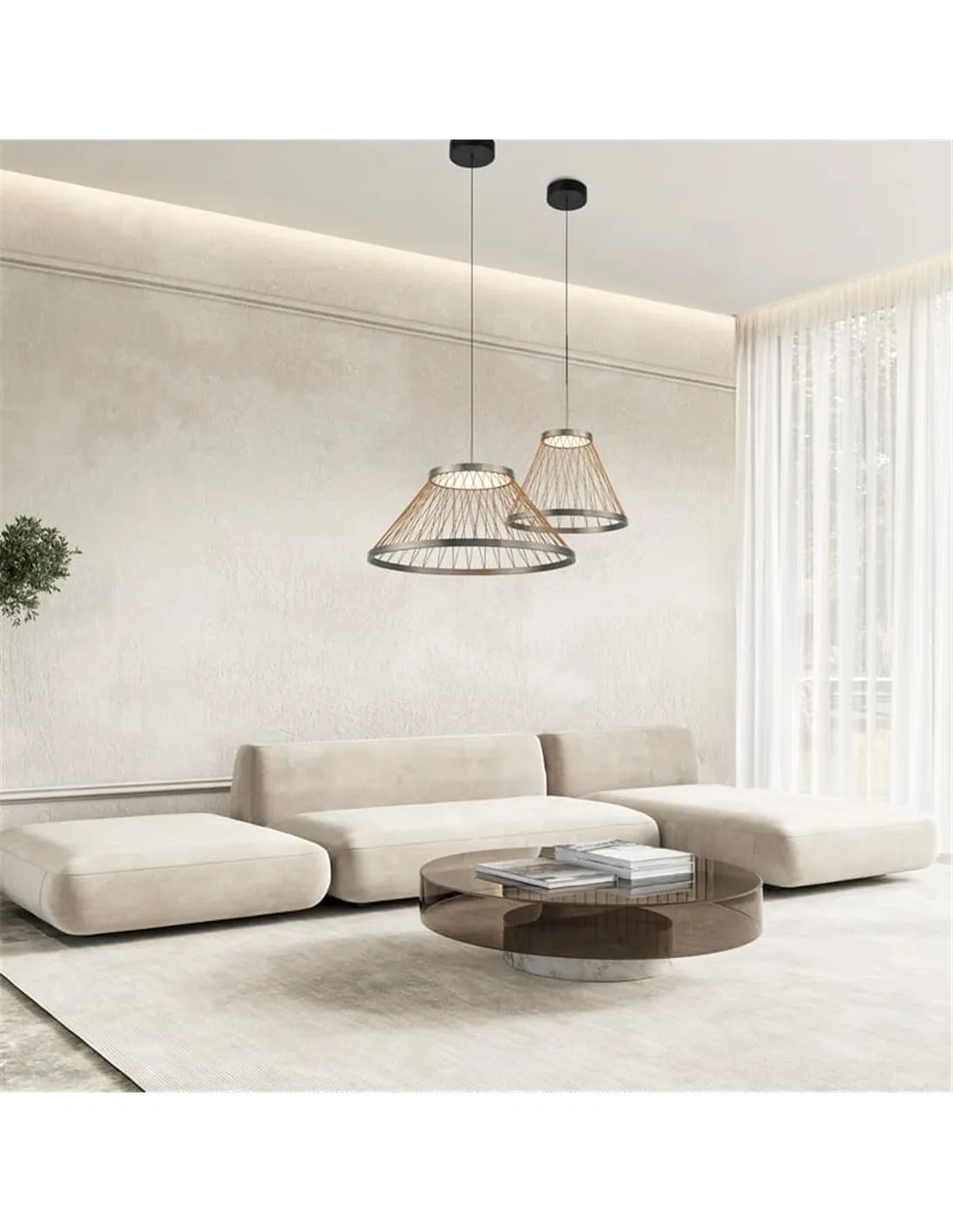 Lampe à Suspension LED SPIDER 43W Ø60cm Gris | Lumière chaude 3000K | LéonLeds