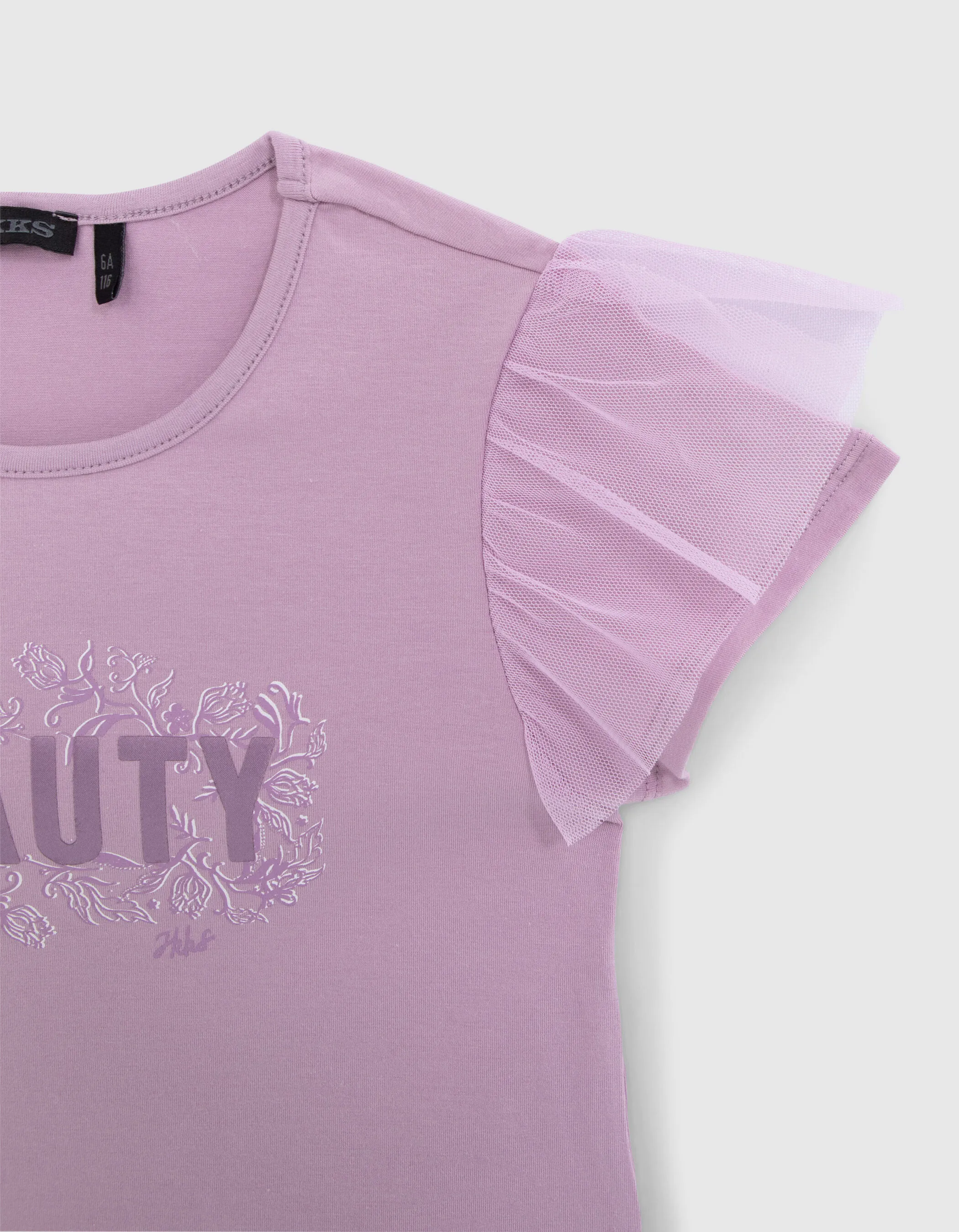 Lavender Tulle Sleeves Girl's T-shirt with Message