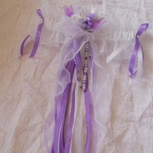 lavender white wedding garter