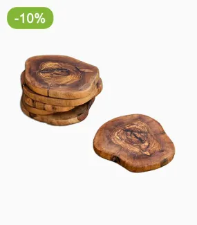 Lot de 6 dessous de verre en bois d'olivier