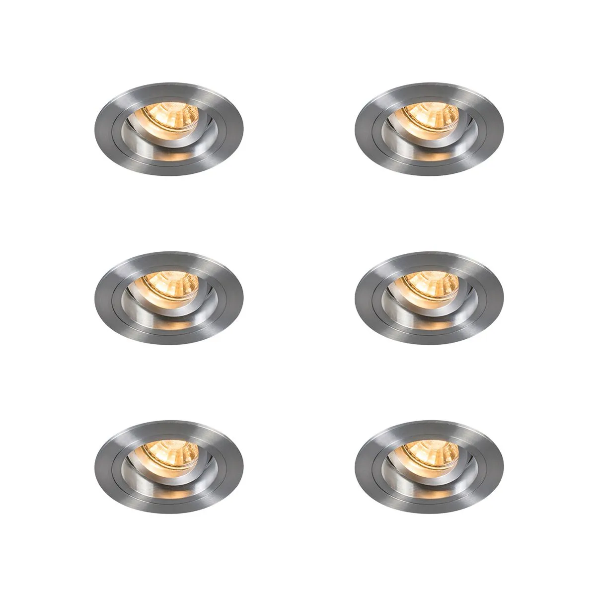 Lot de 6 Spot encastré rond pivotant et inclinable en aluminium - Mandrin