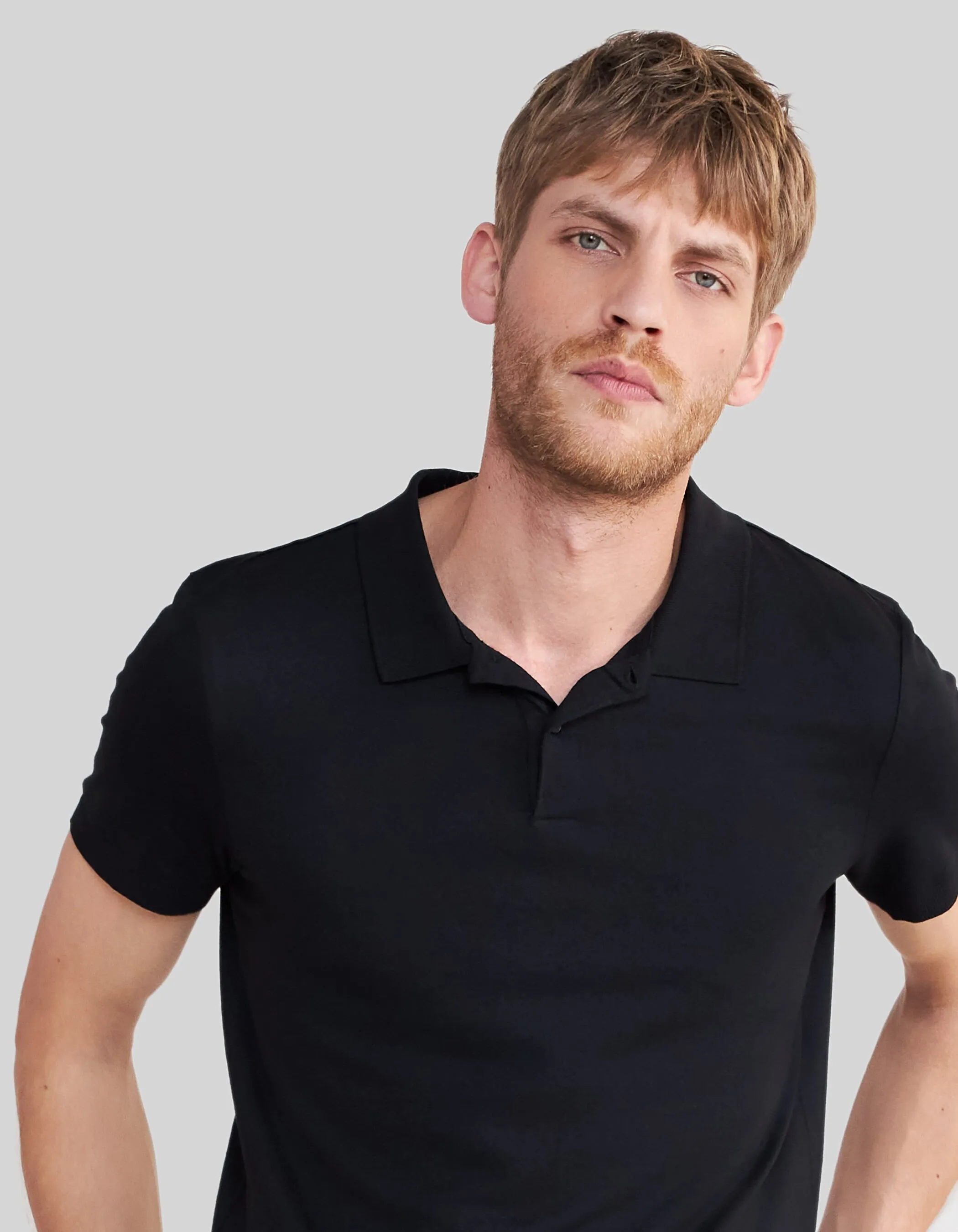 Men's Black Cotton Modal Polo Shirt