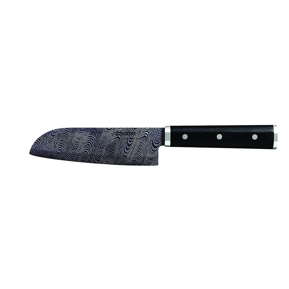 Petit Santoku KIZUNA lame noire manche noir 14cm