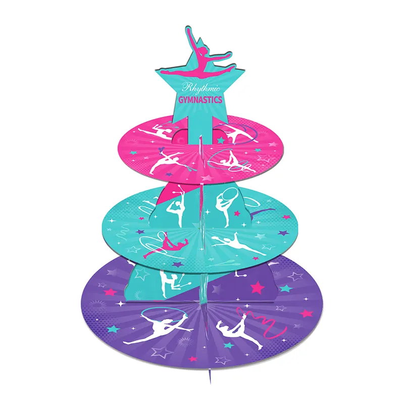 Présentoir gâteau, 3 étages, thème gymnastique 