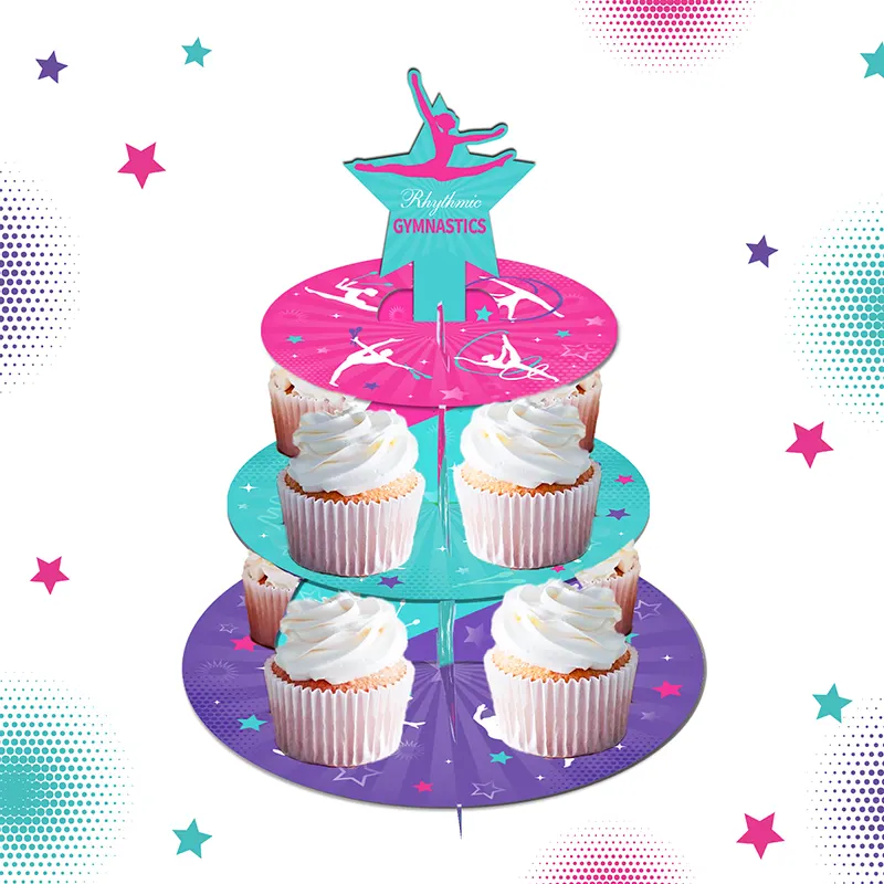 Présentoir gâteau, 3 étages, thème gymnastique 