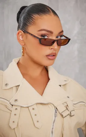 Rectangular-frame tortoiseshell sunglasses
