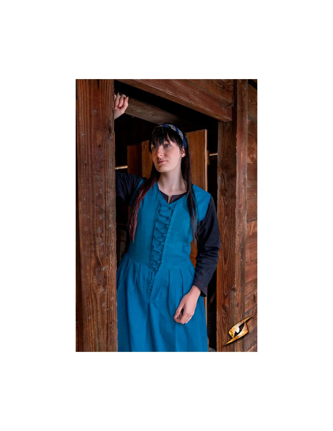 Robe Médiévale et Renaissance Adelina femme en bleu Brumeux ⚔️ Boutique Épées