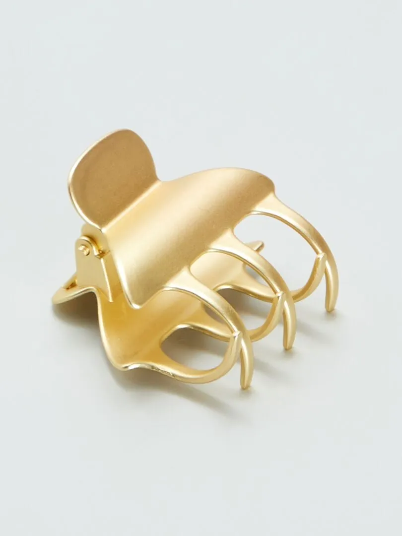 Set of 2 Gold Crab Claw Clips - Yellow