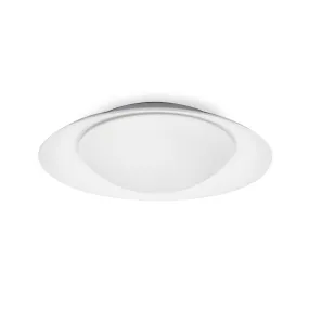 SIDE: Plafonnier décoratif 20W LED Ø450mm en metal blanc et verre opal