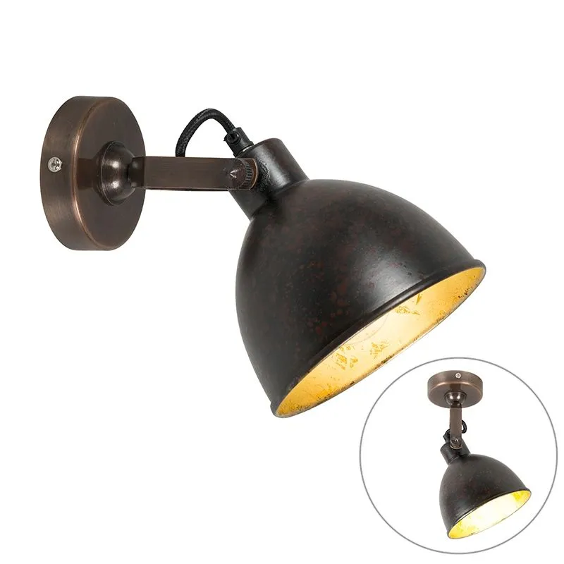 Spot industriel marron avec or inclinable - Liko