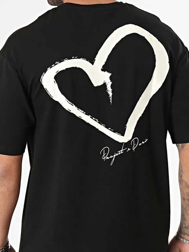 T-shirt logo brodé coeur noir homme - Project X Paris | wimod