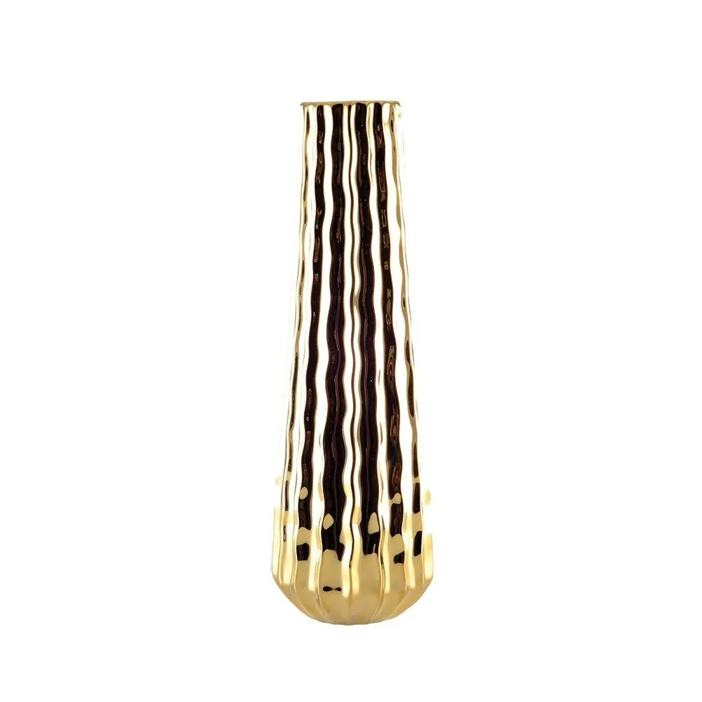 Vase dore brillant 10.5x10.5x35.5cm