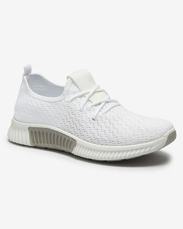 White Fabric Women's Athletic Shoes Vobbu- Footwear