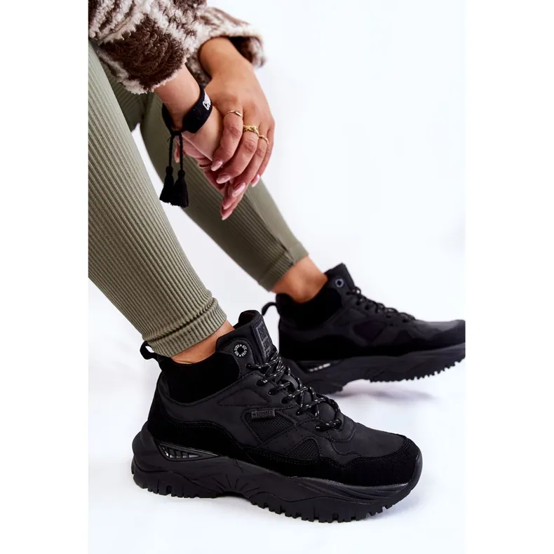 Women's High Top Memory Foam Sneakers Big Star KK274356 Black