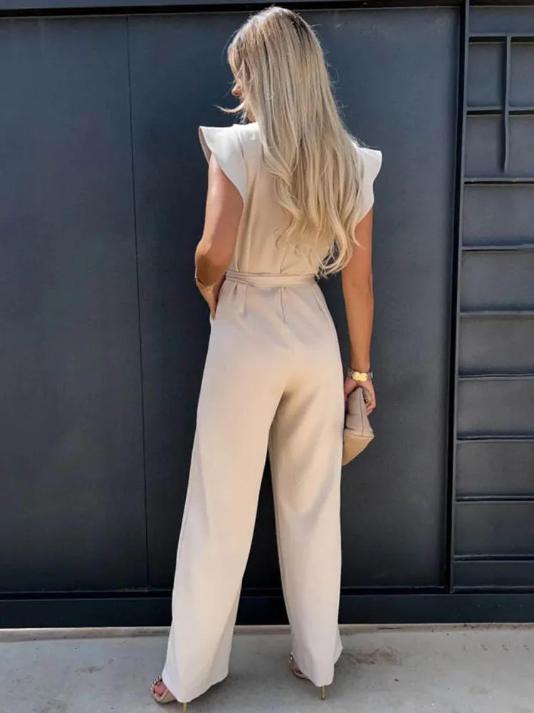 Women's Wide Leg Jumpsuit with Butterfly Sleeves